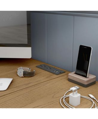 Hudson Steel L-Shape Corner Desk with USBs and Outlets