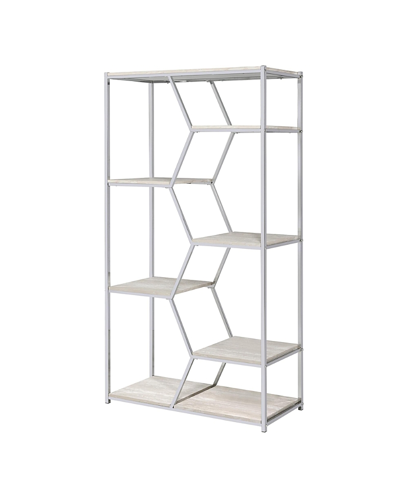 Furniture Of America Geneva Steel Frame 7-shelf Geometric Bookcase In Silver