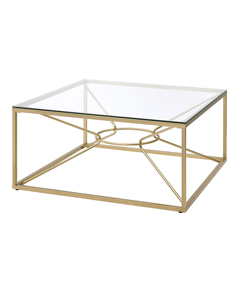 Furniture Of America Floyd 35 Glass Top Square Coffee Table In Gold