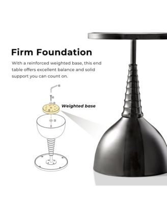 Knoll 16" Iron Round End Table with Botanical Print Top and Dome Base