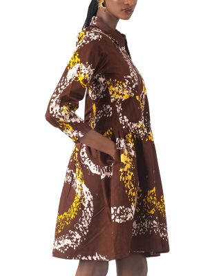 Kolawole Printed Zip Front Elbow Sleeve Dress