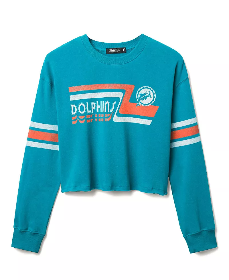 Junk Food Clothing Women's Nfl Miami Dolphins Retro Crop Fleece Sweatshirt