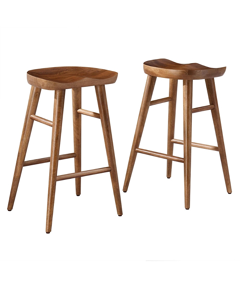 Modway Saville Backless Wood Counter Stools, Set Of 2 In Brown