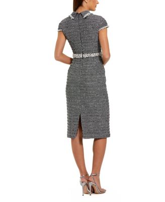  Cap Sleeve Boucle Midi Dress