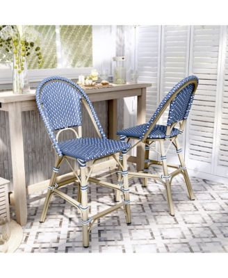 Tricke Aluminum and PE Wicker Patio Counter Height Chairs, Set of 2