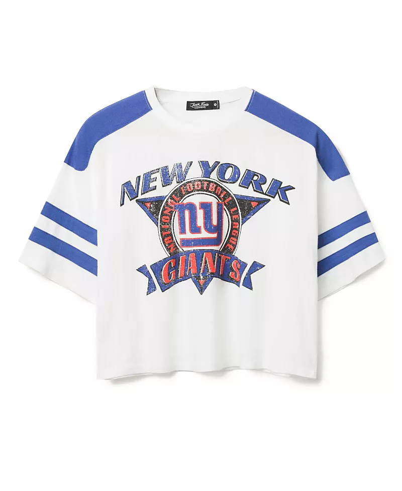Junk Food Clothing Women's Nfl New York Giants Striped Crop Tee