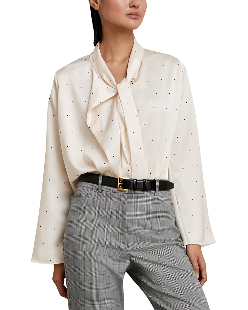 Reiss Brooklyn Check Print Flare Leg Pants In Neutral