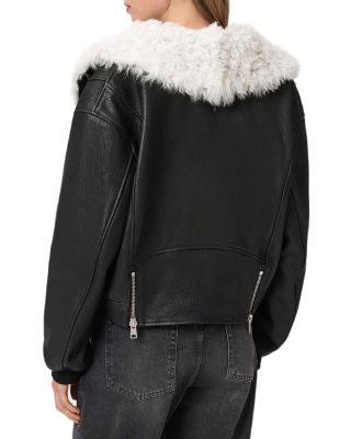 Libra Shearling Collar Bomber Jacket