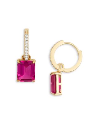 Stone Drop Huggie Earrings