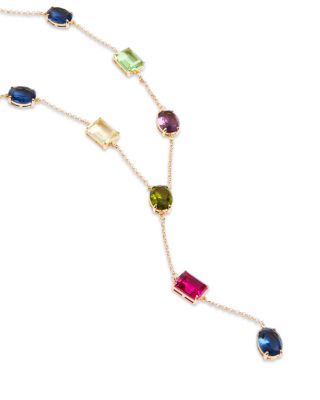 Stone Lariat Necklace, 10"-13"