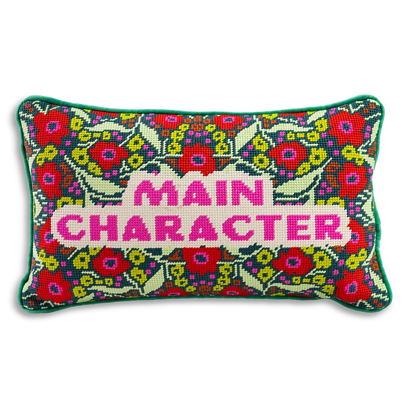 Furbish Studio Main Character Needlepoint Pillow In Green