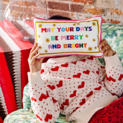 Merry &amp; Bright Needlepoint Pillow