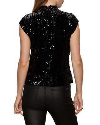 Funnel Neck Sequin Top
