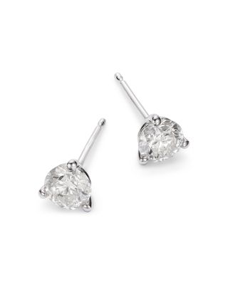 Diamond Martini Set Solitaire Stud Earrings in 14K Yellow or White Gold, 0.75 tcw