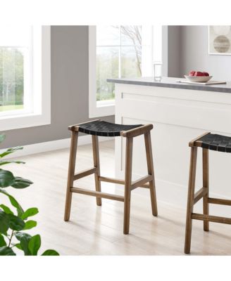 Saoirse Faux Leather Wood Counter Stool, Set of 2