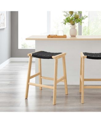 Saoirse Woven Rope Wood Counter Stool, Set of 2
