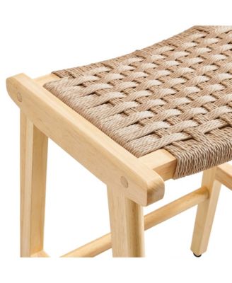 Saoirse Woven Rope Wood Counter Stool, Set of 2