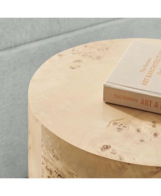 Cosmos 16" Round Burl Wood Side Table