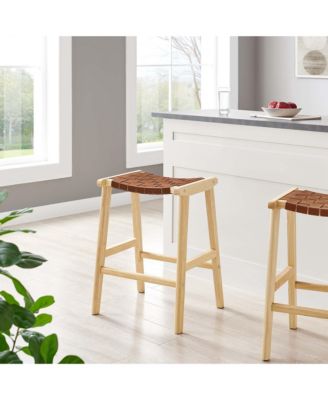 Saoirse Faux Leather Wood Counter Stool, Set of 2