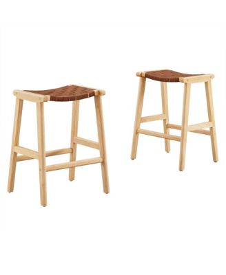 Saoirse Faux Leather Wood Counter Stool, Set of 2