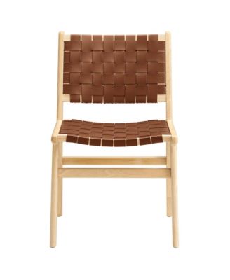 Saoirse Leather Wood Dining Side Chair, Set of 2