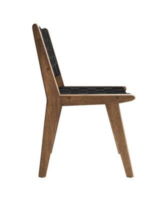 Saoirse Leather Wood Dining Side Chair, Set of 2