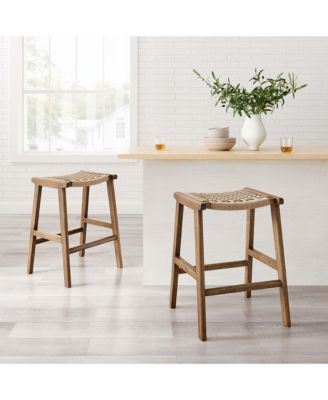 Saoirse Woven Rope Wood Counter Stool, Set of 2