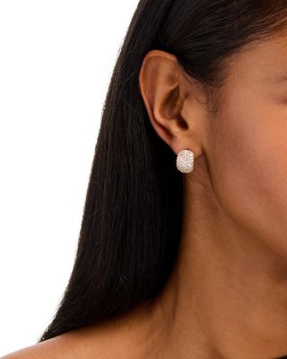 Pav&eacute; Diamond Huggie Hoop Earrings in 14K Yellow Gold, 2.0 tcw