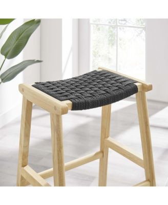 Saoirse Woven Rope Wood Bar Stool, Set of 2