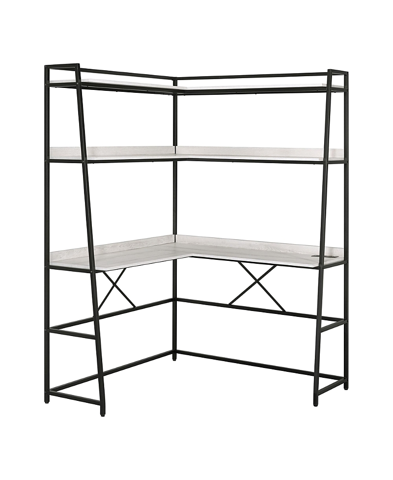 Furniture Of America Dwen Steel Base 2-shelf Corner Writing Desk With Usb Port And Power Outlet In Black