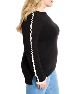 Ruffled Down Round Neck Sweater