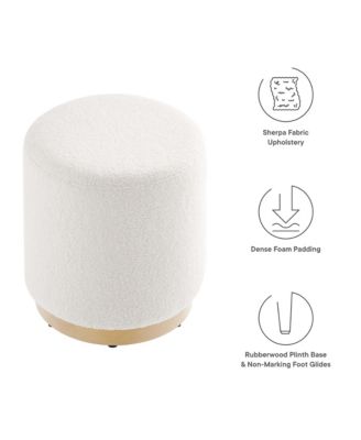 Tilden 16" Round Sherpa Upholstered Ottoman
