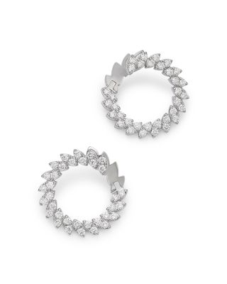 Diamond Spiral Hoop Earrings in 18K White Gold