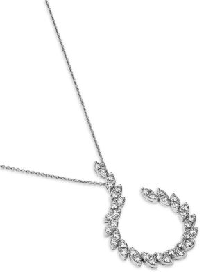 Diamond Small Swirl Pendant Necklace in 18K White Gold, 25&amp;quot;-27&amp;quot;