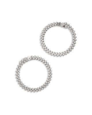 Diamond Spiral Hoop Earrings in 18K White Gold, 4.24 tcw