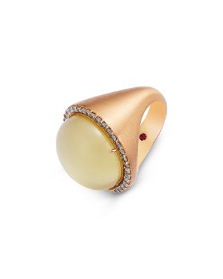 18K Yellow Gold Cocktail Lemon Quartz &amp; Diamond Halo Ring