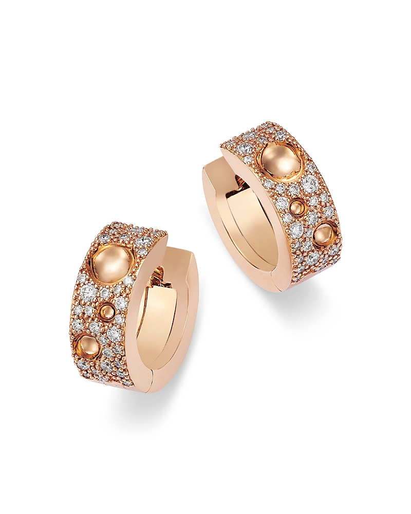 Roberto Coin 18K Rose Gold Pois Mois Luna Diamond Huggie Hoop Earrings