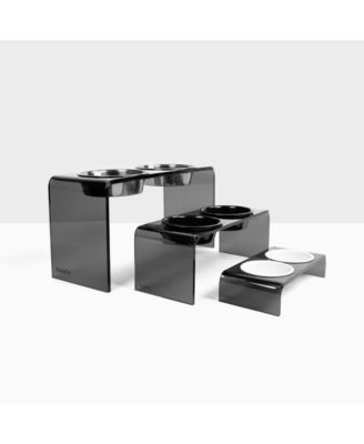 Medium Smoke Grey Small Double Bowl Feeder, 1 Quart Bowls