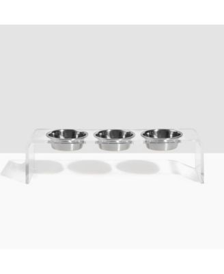 Medium Triple Bowl Pet Feeder, 1 Quart Bowls