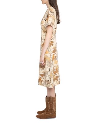 Rhodral Horse Print Silk Dress