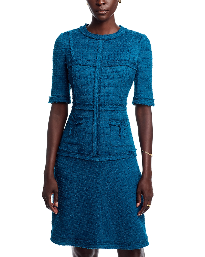 Teri Jon by Rickie Freeman Metallic Tweed Geo Stripe Dress
