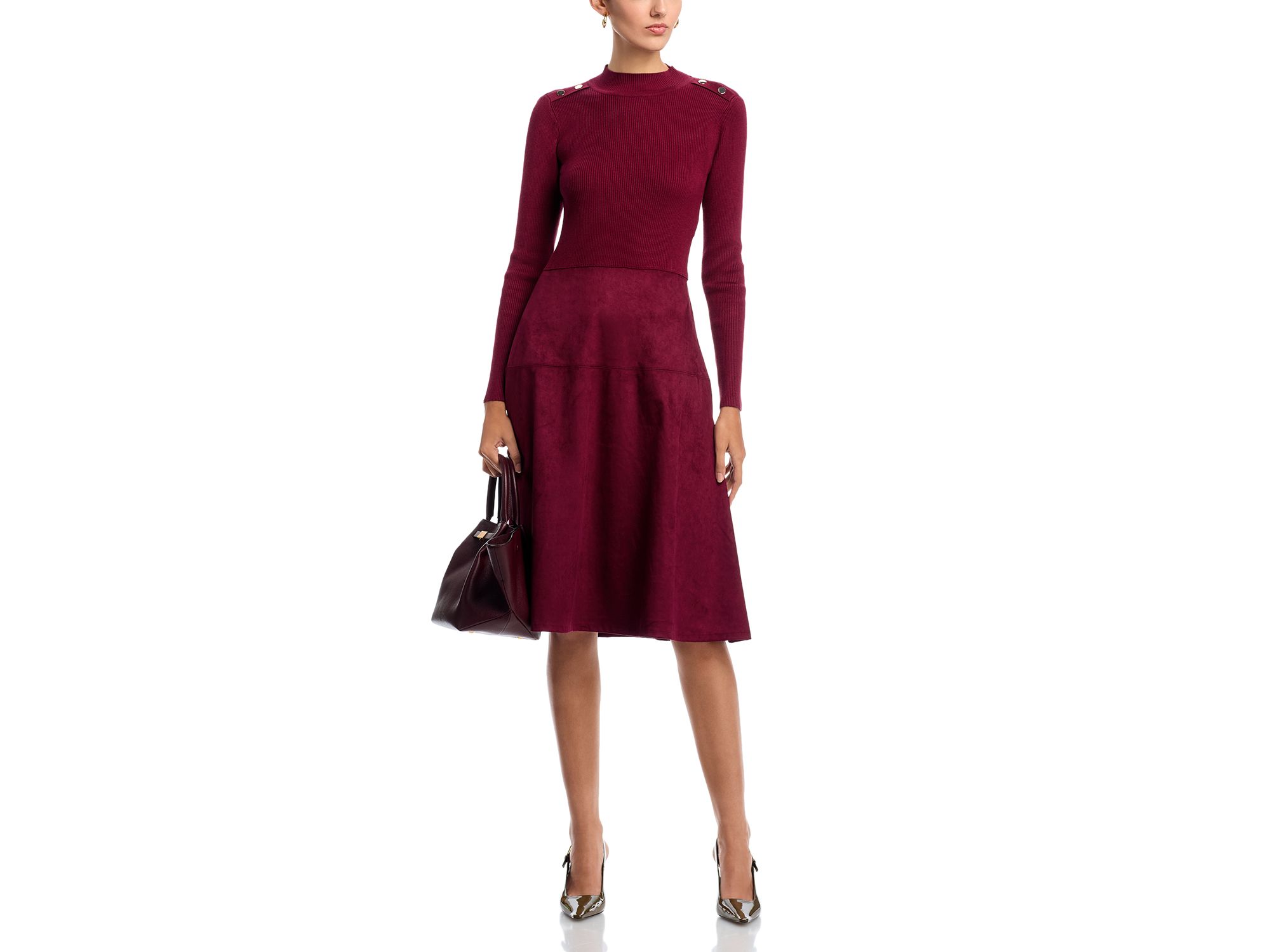 Mock Neck Long Sleeve Dress - Exclusive — Image 5