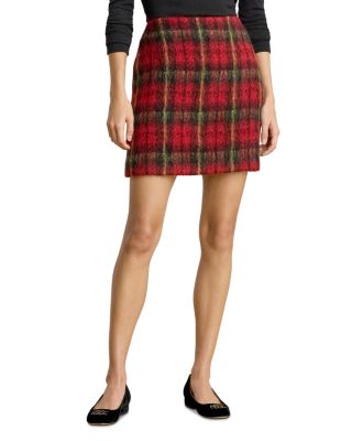 Plaid Mohair Pencil Miniskirt
