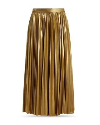 Pleated Metallic Chiffon Skirt