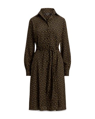Chain Print Crepe Shirtdress