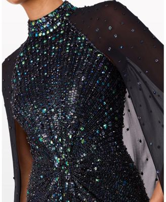 Thea Embellished Cape Maxi Dress