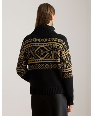 Fair Isle Wool Blend Turtleneck Sweater