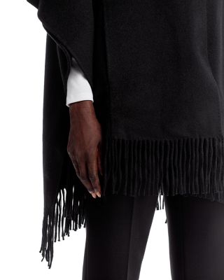Wool Cashmere Fringed Hem Cape