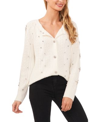 Rhinestone Cable Knit Cardigan