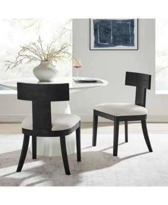 Peregrine Wood and Fabric Upholstered Dining Chairs, Set of 2